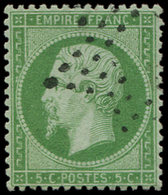 EMPIRE DENTELE 20    5c. Vert, Centrage Parfait, Obl. Etoile, Superbe - 1862 Napoléon III.