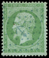 EMPIRE DENTELE 20    5c. Vert, Obl. ANCRE BLEUE, TB - 1862 Napoleon III