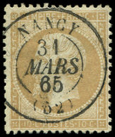 EMPIRE DENTELE 21   10c. Bistre, Obl. Càd NANCY 31/3/65, Frappe Superbe - 1862 Napoléon III.