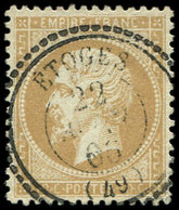 EMPIRE DENTELE 21   10c. Bistre, Obl. Càd T22 ETOGES 22/4/66, Frappe TTB - 1862 Napoléon III.