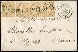 Let EMPIRE DENTELE 21   10c. Bistre, 2 PAIRES Obl. GC 1146 S. Env., Càd T15 COSNE 5/12/66, DOUBLE PORT Pour Nevers, TB - 1862 Napoleon III