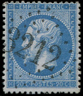 EMPIRE DENTELE 22   20c. Bleu, Obl. GC 3212 (Rosnay-L'Hôpital 9), TB - 1862 Napoleon III