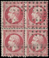 EMPIRE DENTELE 24   80c. Rose, BLOC De 4 Obl. GROS POINTS, Dentelure Du Bas Défse, B/TB - 1862 Napoléon III.