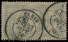 EMPIRE LAURE 33    5f. Violet-gris, Obl. Càd PARIS 23/9/76, Une Dent Restauré, Aspect TTB - 1863-1870 Napoleon III With Laurels