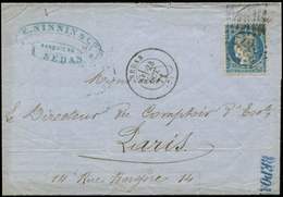 Let SIEGE DE PARIS 37   20c. Bleu Obl. GC 3352 S. LAC, Càd T17 SEDAN 24/10/71, NON TAXEE, TB - 1870 Belagerung Von Paris