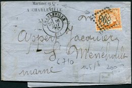 Let SIEGE DE PARIS 38   40c. Orange, Avec Pub Au Verso, Obl. Càd 898 Sur LAC, Càd Charleville 16/5/74 - 1870 Siege Of Paris