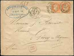 Let SIEGE DE PARIS 38   40c. Orange, PAIRE Obl. Càd LILLE Qr PL. St MARTIN 3/9/79 S. Env. Rec. 2e échelon, Tarif Valable - 1870 Siège De Paris