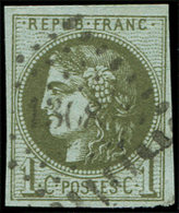 EMISSION DE BORDEAUX 39C   1c. Olive, R III, Obl. PC Du GC, TB - 1870 Ausgabe Bordeaux
