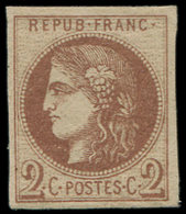 * EMISSION DE BORDEAUX 40Aa  2c. Chocolat, R I, Ch. Légère, Frais Et TB - 1870 Bordeaux Printing