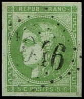 EMISSION DE BORDEAUX 42B   5c. Vert Jaune, R II, Oblitéré GC, TB. J - 1870 Ausgabe Bordeaux