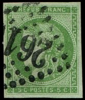 EMISSION DE BORDEAUX 42B   5c. Vert Jaune, R II, Oblitéré GC, TB. Br - 1870 Emissione Di Bordeaux