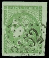 EMISSION DE BORDEAUX 42g   5c. Vert Jaune, R II, 2ème état, Belles Marges, Obl. GC 3152, TB/TTB - 1870 Emission De Bordeaux