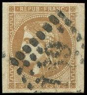 EMISSION DE BORDEAUX 43Ac 10c. Bistre Foncé, R I, Obl. GC, Infime Pelurage, Mais Belle Nuance, TB - 1870 Emissione Di Bordeaux