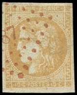EMISSION DE BORDEAUX 43B  10c. Bistre-jaune, R II, Obl. PC ROUGE, TB - 1870 Ausgabe Bordeaux