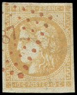 EMISSION DE BORDEAUX 43B  10c. Bistre-jaune, R II, Obl. PC ROUGE, TB - 1870 Emission De Bordeaux