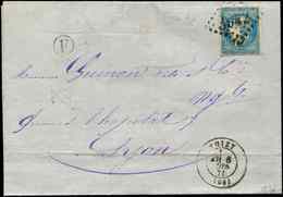 Let EMISSION DE BORDEAUX 44A  20c. Bleu, T I, R I, Obl. GC 3942 S. LAC, Càd T17 THIZY 6/6/71, TB. C - 1870 Ausgabe Bordeaux