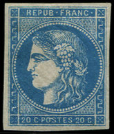 * EMISSION DE BORDEAUX 45Aa 20c. Bleu Foncé, T II, R I, TB - 1870 Bordeaux Printing