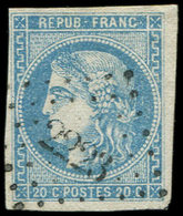 EMISSION DE BORDEAUX 46B  20c. Bleu, T III, R II, Obl. PC Du GC 2223, Frappe Superbe - 1870 Emissione Di Bordeaux