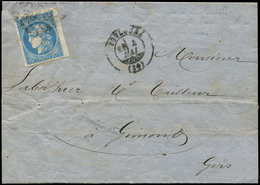 Let EMISSION DE BORDEAUX 46B  20c. Bleu, T III, R II, Bdf, Obl. GC De TOULOUSE 4/5/71 S. LAC, TB - 1870 Ausgabe Bordeaux