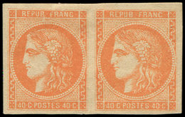 * EMISSION DE BORDEAUX 48   40c. Orange, PAIRE, Grandes Marges, TB - 1870 Ausgabe Bordeaux