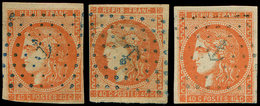 EMISSION DE BORDEAUX 48   40c. Orange, 3 Ex. Défectueux, Obl. ANCRE, B - 1870 Ausgabe Bordeaux