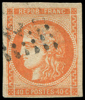 EMISSION DE BORDEAUX 48l  40c. Rouge, 4 LARGE PSEUDO RETOUCHE, Obl. GC, Fort Pli, B - 1870 Ausgabe Bordeaux