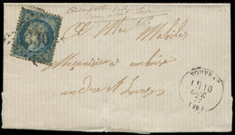 Let CERES DENTELE 60A  25c. Bleu, T I, Obl. GC 4330 S. LSC, Càd T16 VOUVRAY 10/10/72 Et Mention "timbre Poste Sali Sans  - 1849-1876: Periodo Classico