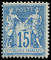 ** TYPE SAGE 90f  15c. Bleu, FAUX De Chalons, TB - 1876-1878 Sage (Typ I)