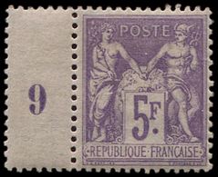 * TYPE SAGE 95    5f. Violet Foncé Sur Lilas, Bandelette Mill.9, TB - 1876-1878 Sage (Tipo I)