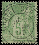TYPE SAGE 102   5c. Vert Jaune, T I, Obl. Càd Perlé CHATEL GERARD, TB - 1876-1878 Sage (Tipo I)