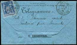 Let TYPE SAGE SUR LETTRES N°90 Obl. Càd T18 BRIOUDE 4/10/86 S. Télégramme, TB - 1877-1920: Semi-Moderne