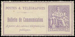 (*) TELEPHONE Téléphone 22 : 10c. Violet, TB - Telegraphie Und Telefon