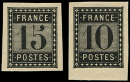 (*) ESSAIS  Taxe 1876 : Imprimerie Nationale, 10c. Noir Et 15c. Noir, NON DENTELES, TB, Cote Maury - Sonstige & Ohne Zuordnung