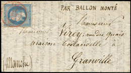 Let BALLONS MONTES N°29B Obl. Càd ROUGE PARIS (SC) 21/10/70 S. LAC, Arr. GRANVILLE 8/11, TTB. LE GARIBALDI - War 1870