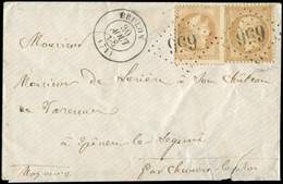 Let AFFRANCHISSEMENTS ET COMBINAISONS N°21 Et 28A Obl. GC 656 S. Env., Càd T15 BRULON 30/8/68, Jolie Combinaison De 10c. - 1849-1876: Periodo Classico