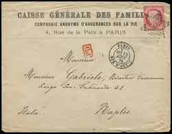 Let DESTINATIONS N°57 Obl. Etoile 8 S. Env., Càd Rue D'Antin 12/8/75, Arr. NAPOLI, TB - 1849-1876: Klassik