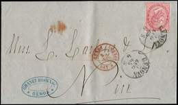 Let POSTE MARITIME Italie 40c. Rose Obl. Càd GENOVA 3/7/65 S. LAC, Càd Rouge GENES BAT A VAPEUR 4/7/65, Ind. 21, TB - Schiffspost