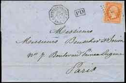 Let POSTE MARITIME N°23 Obl. ANCRE S. LAC, Càd Octog. CONSTANTINOPLE P. FR. D N°3 30/9/68, TTB - Schiffspost