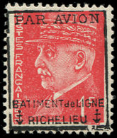 ** Poste Aérienne Militaire  2 : Pétain 1f. Rouge, Surch. BATIMENT De LIGNE RICHELIEU, TB - Militärische Luftpost