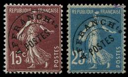 * PREOBLITERES 53a Semeuse Camée, 15c. Brun Violet Et N°56a 25c. Bleu, Tous Les 2 Surcharge à Plat, TB - 1893-1947