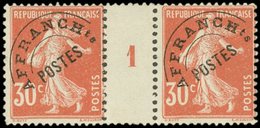 * PREOBLITERES 58  Semeuse Camée, 30c. Rouge, PAIRE Mill.1, TB - 1893-1947