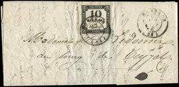 Let TAXE 2A  10c. Noir Typo, T II, Obl. Càd T15 NONTRON 25/7/60 S. LAC, TB - 1859-1959 Gebraucht