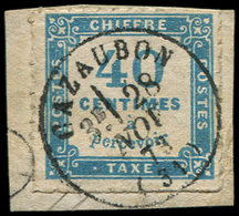 TAXE 7   40c. Bleu PERCE En LIGNES, Obl. Càd T16 CAZAUBON 28/11/73 S. Fragt, TTB, Cote Maury - 1859-1959 Gebraucht