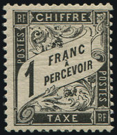 * TAXE 22   1f. Noir, Inf. Trace De Ch., TTB. C - 1859-1959 Gebraucht