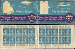 CARNETS (N°Cérès Jusqu'en1964) 40   Semeuse Camée, 25c. Bleu, N°140B, T II, S. 86, CCPN, TB - Altri & Non Classificati