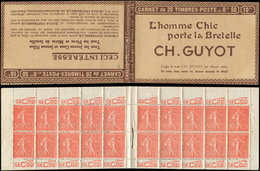 CARNETS (N°Cérès Jusqu'en1964) 93   Semeuse Lignée, 50c. Rouge, N°199B, T IIB, S. 159, CH. GUYOT, TB - Altri & Non Classificati