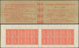 CARNETS (N°Cérès Jusqu'en1964) 124  Semeuse Lignée, 50c. Rouge, N°199D, T IV, Couverture Postale, TB - Altri & Non Classificati