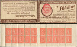 CARNETS (N°Cérès Jusqu'en1964) 125  Semeuse Lignée, 50c. Rouge, N°199D, T IV, S. 168, BLEDINE, N° Tronqué En Haut, TB - Altri & Non Classificati