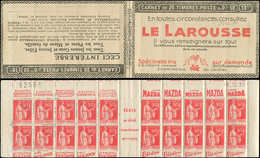 CARNETS (N°Cérès Jusqu'en1964) 194  Paix, 50c. Rouge, N°283A, T IIA, S. 310, LE LAROUSSE, Daté 9/12/33, N°52533, Amorce - Sonstige & Ohne Zuordnung