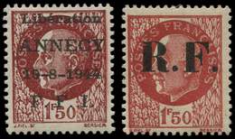 ** TIMBRES DE LIBERATION ANNECY 1 : 1f50 Brun-rouge Et Chalons S. Marne N°1 1f50 Brun, TB - Befreiung